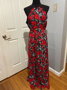 chinese dress ladies Plus Size Summer Dresses 3/4 Sleeves Deep V-Neck Floral Print Maxi Dress  with Belt Sexy Resort Floor Length Sundress at Amazon Women's Clothing store main image 0